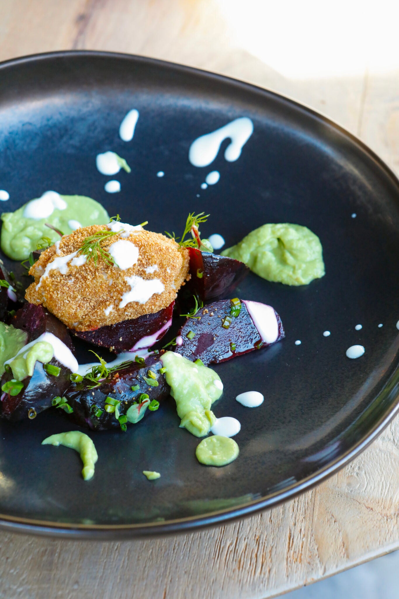 Bittersweet turnip and its leaves, fried goat’s cheese, dill