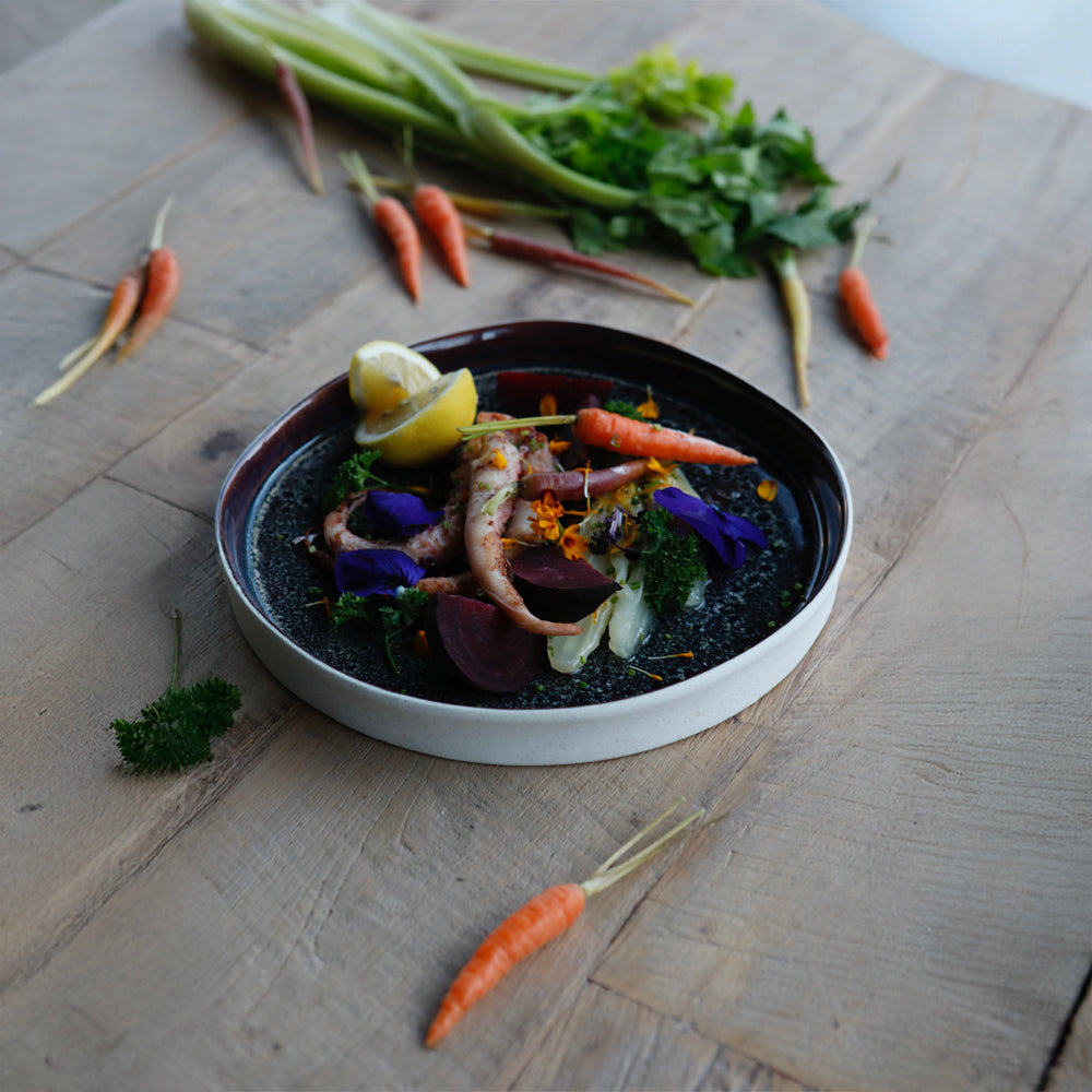 Vacuum Octopus, mashed potatoes, vegetables