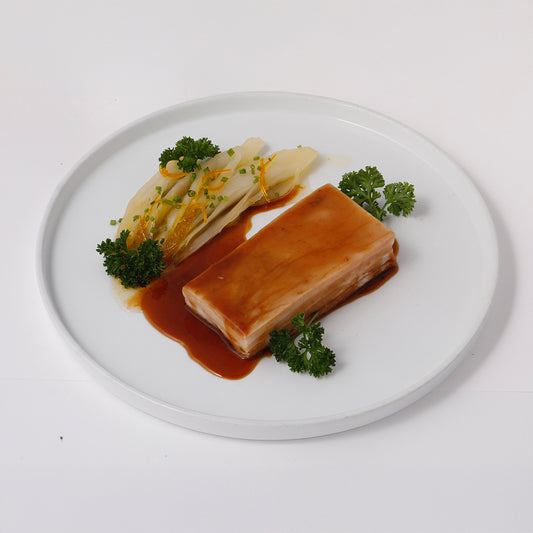Low temperature segovia piglet, citrus endive, demiglace